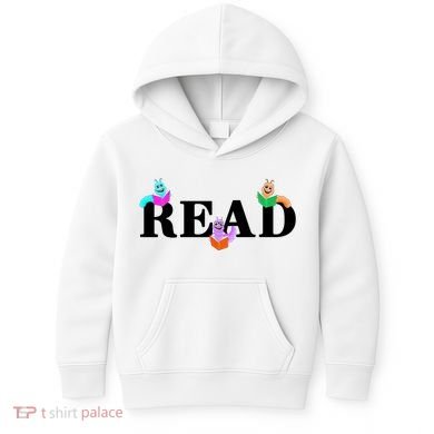 Read Cute Book Worms Kids Hoodie