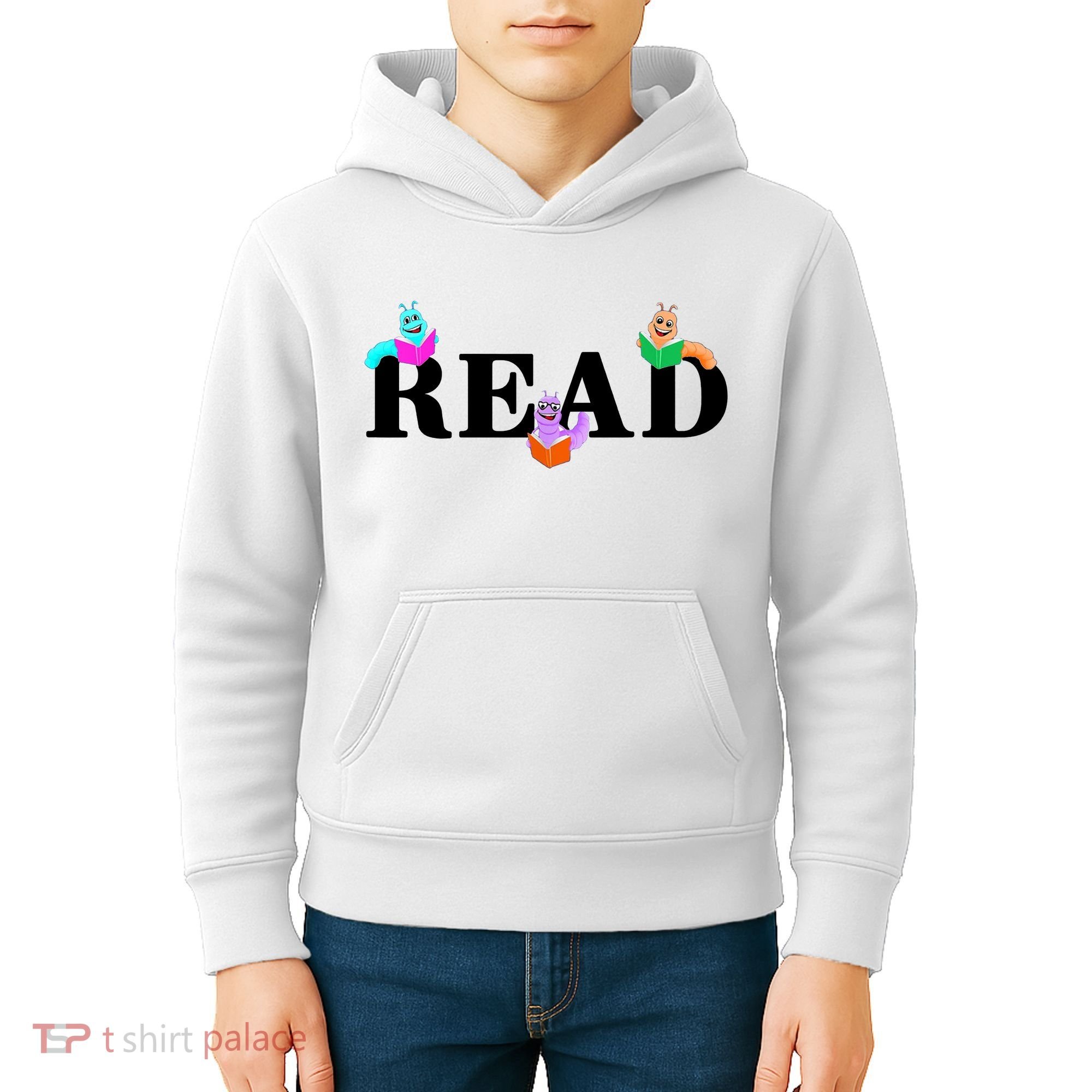 Read Cute Book Worms Kids Hoodie