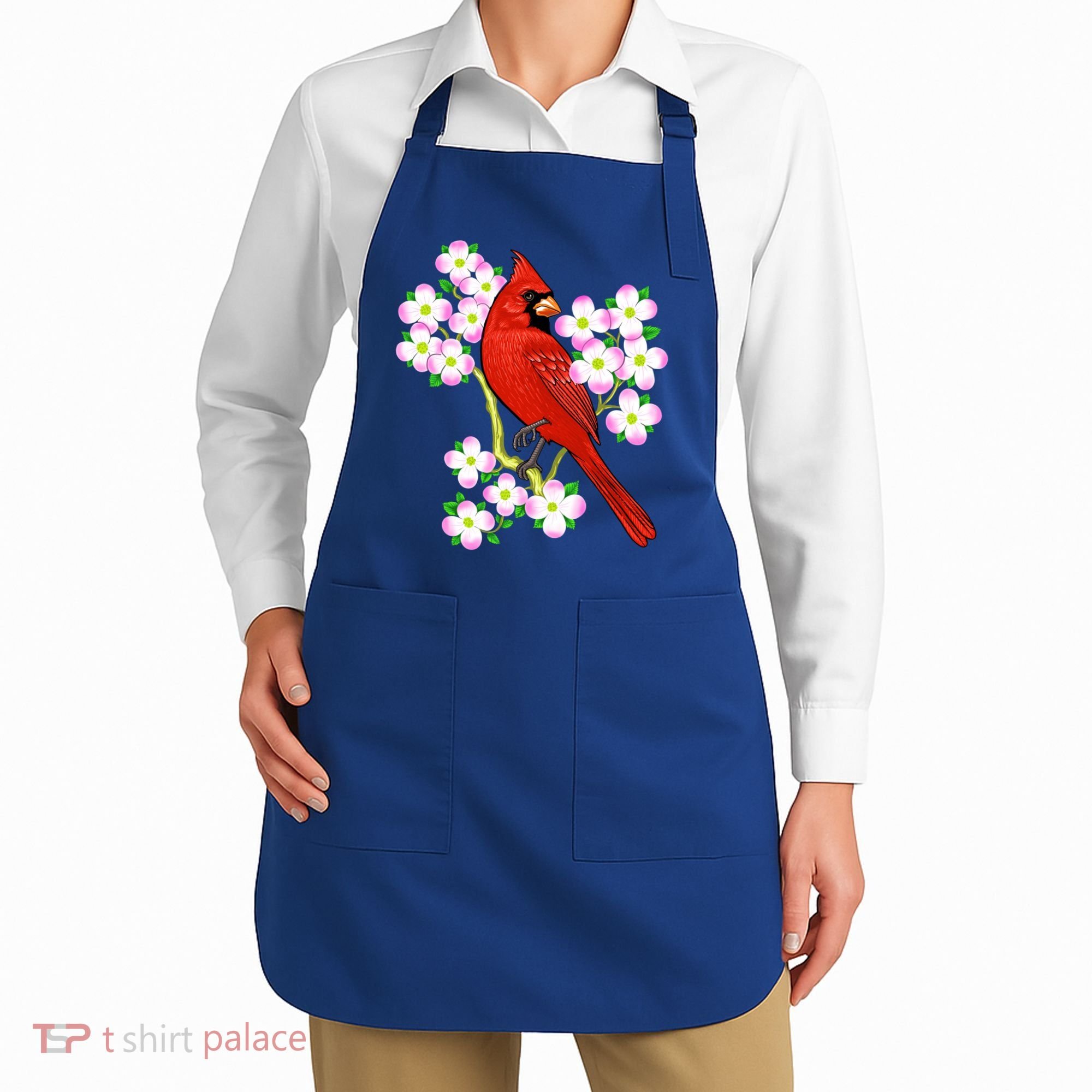 Red Cardinal Bird Dogwood Flower North Carolina Virginia Great Gift Apron