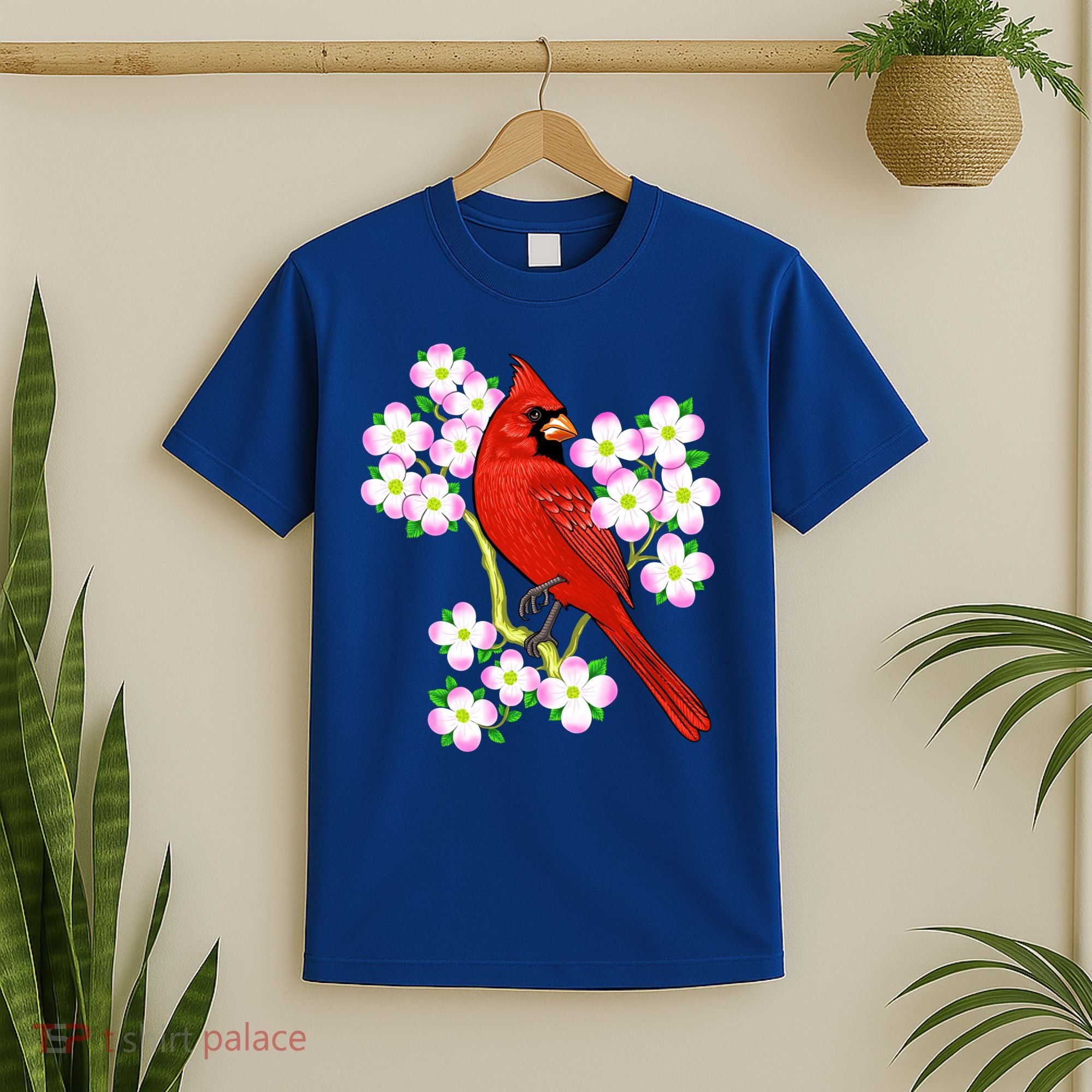 Red Cardinal Bird Dogwood Flower North Carolina Virginia Great Gift T-Shirt