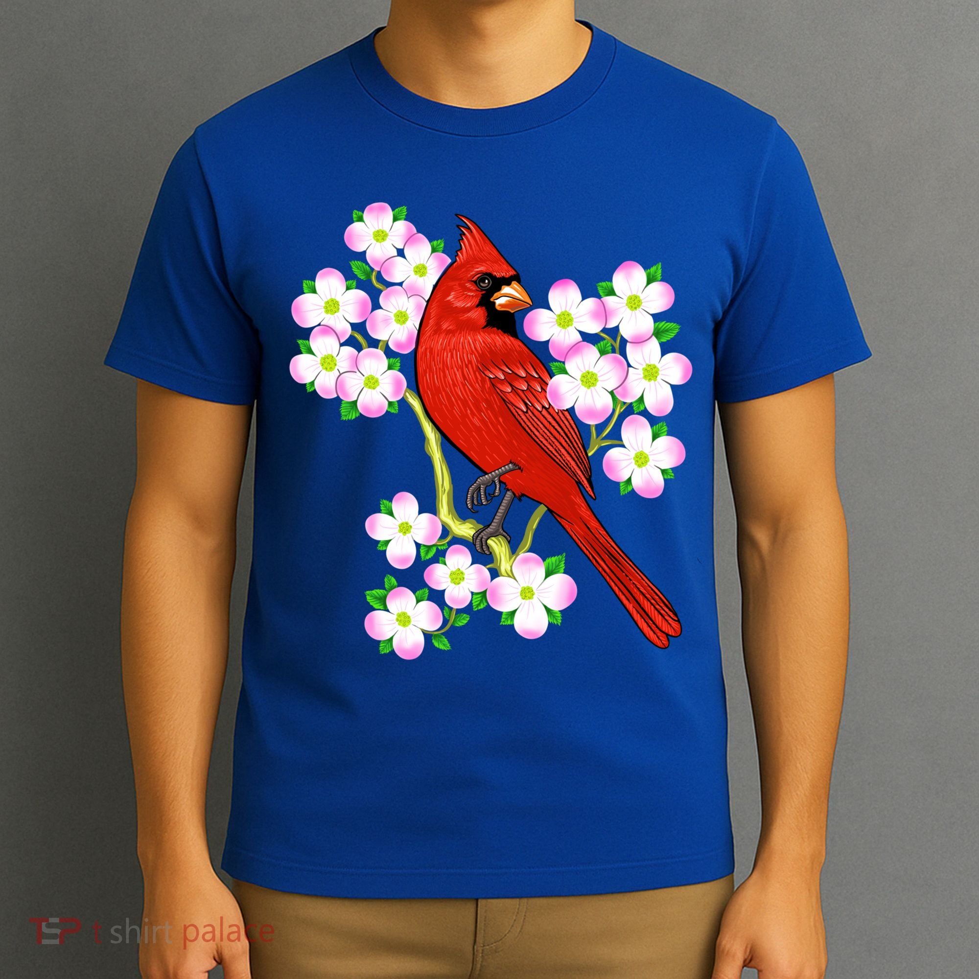 Red Cardinal Bird Dogwood Flower North Carolina Virginia Great Gift T-Shirt