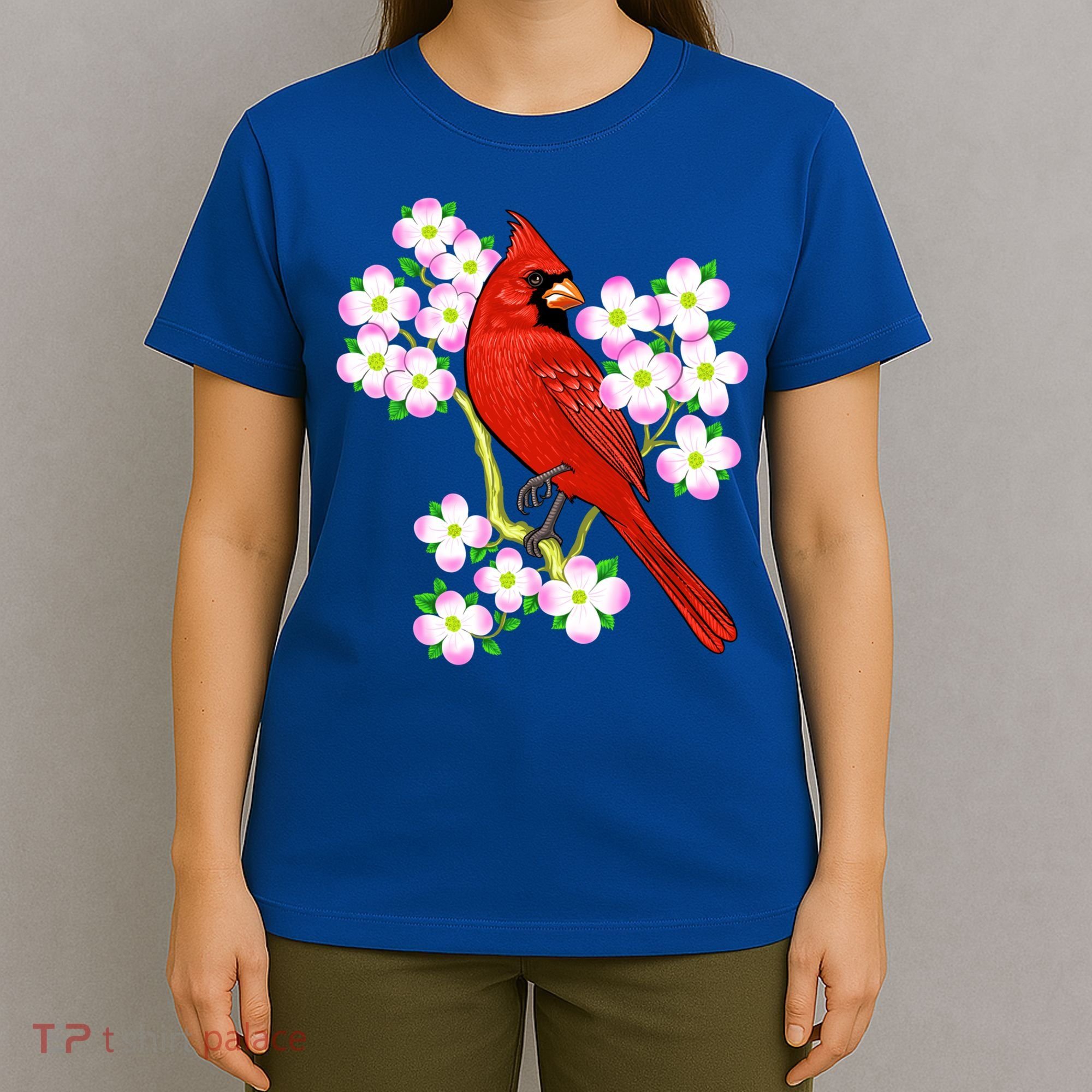 Red Cardinal Bird Dogwood Flower North Carolina Virginia Great Gift T-Shirt