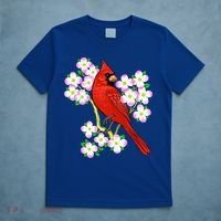 Red Cardinal Bird Dogwood Flower North Carolina Virginia Great Gift T-Shirt thumb 5
