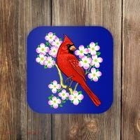 Red Cardinal Bird Dogwood Flower North Carolina Virginia Great Gift Coaster thumb 0
