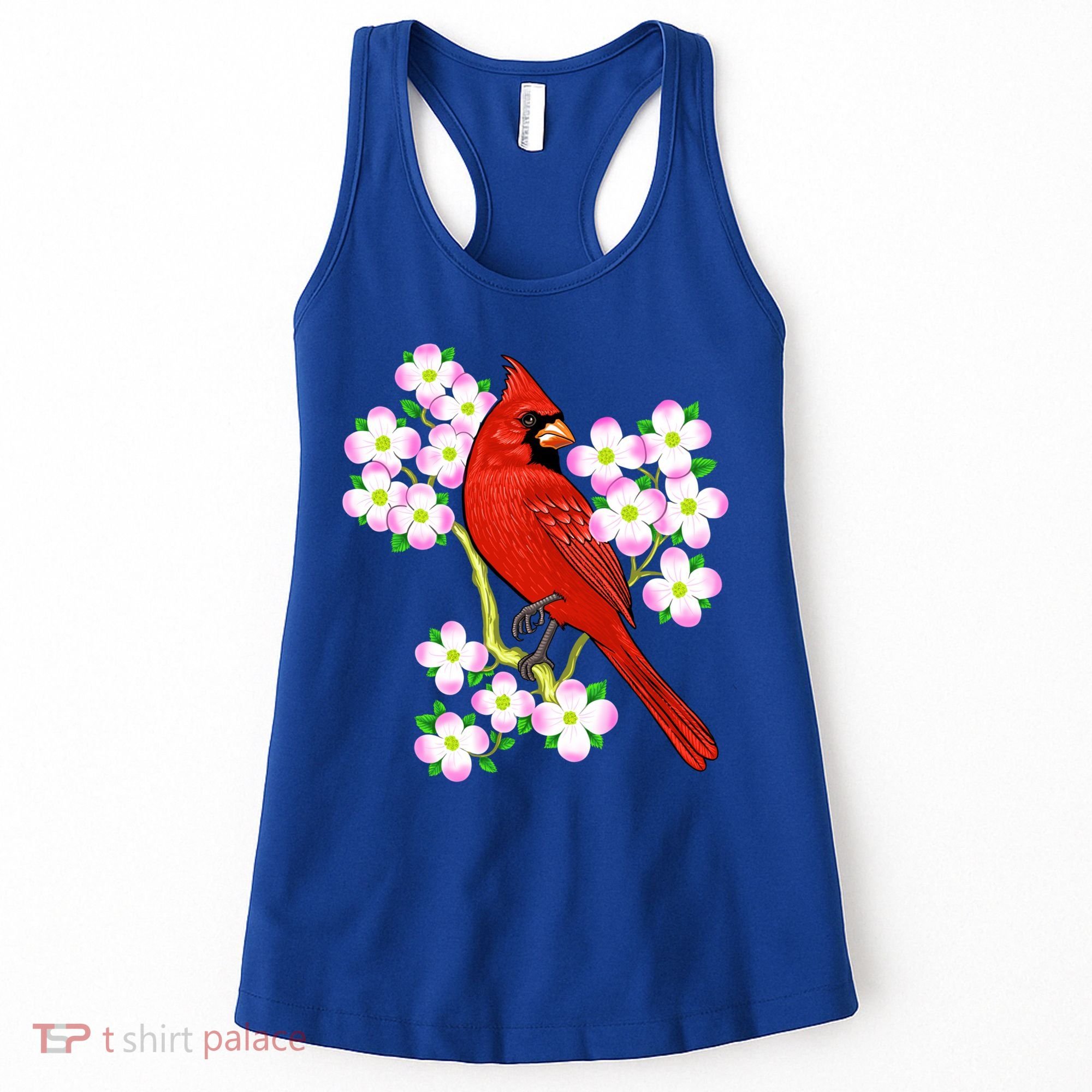 Red Cardinal Bird Dogwood Flower North Carolina Virginia Great Gift Women's Tank Top