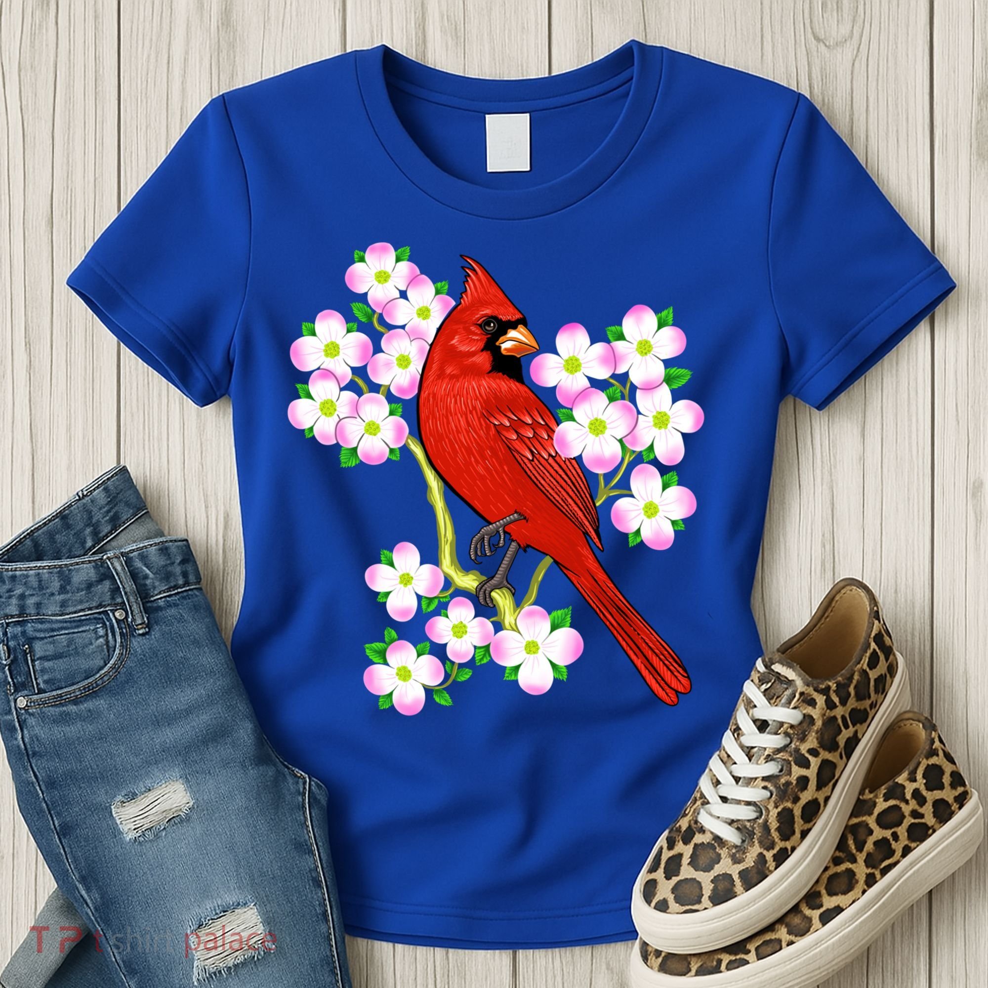 Red Cardinal Bird Dogwood Flower North Carolina Virginia Great Gift Women's T-Shirt