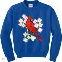 Red Cardinal Bird Dogwood Flower North Carolina Virginia Great Gift Kids Sweatshirt thumb 0