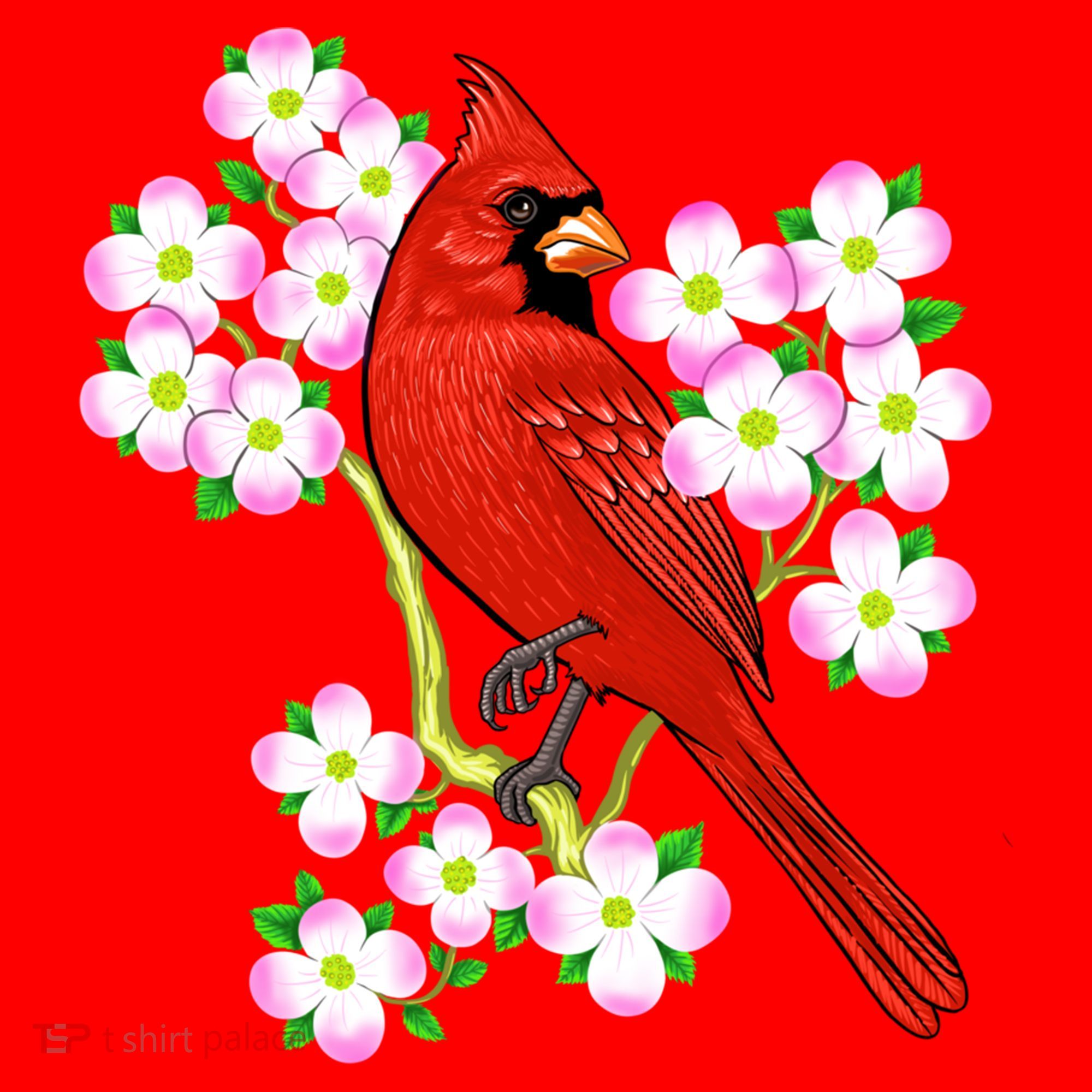 Red Cardinal Bird Dogwood Flower North Carolina Virginia Great Gift Santa Hat
