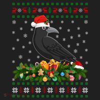 Raven Crow Bird Lover Xmas Santa Hat Ugly Crow Christmas Gift Women's Sweatshirt thumb 2