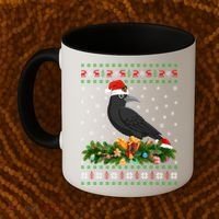 Raven Crow Bird Lover Xmas Santa Hat Ugly Crow Christmas Gift Coffee Mug thumb 2