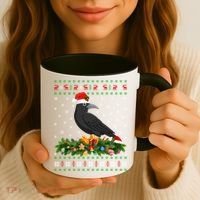 Raven Crow Bird Lover Xmas Santa Hat Ugly Crow Christmas Gift Coffee Mug thumb 3