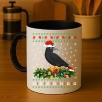 Raven Crow Bird Lover Xmas Santa Hat Ugly Crow Christmas Gift Coffee Mug thumb 4