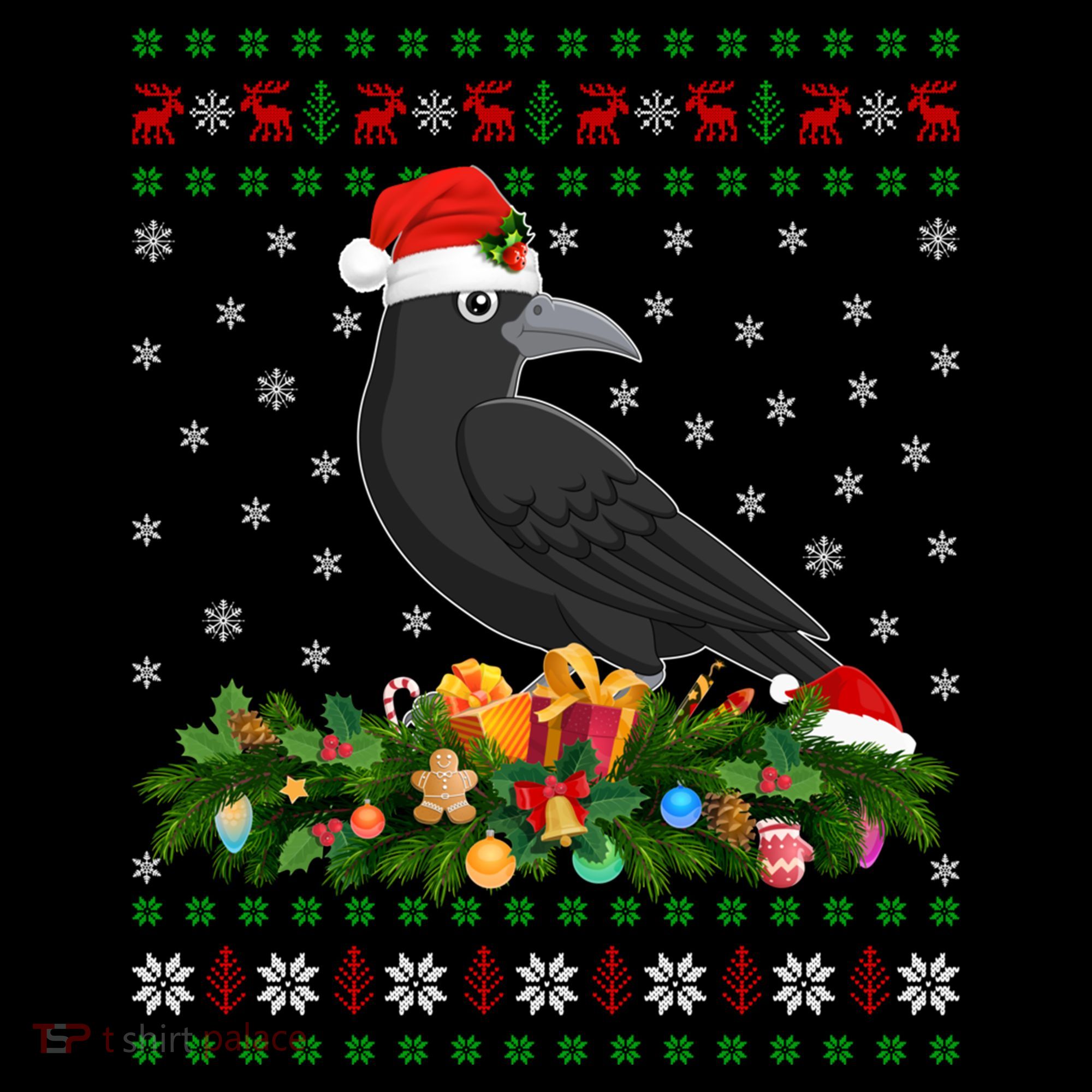 Raven Crow Bird Lover Xmas Santa Hat Ugly Crow Christmas Gift Coffee Mug