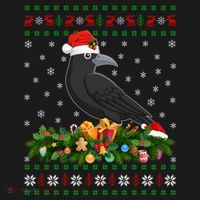 Raven Crow Bird Lover Xmas Santa Hat Ugly Crow Christmas Gift Women's Hoodie thumb 2