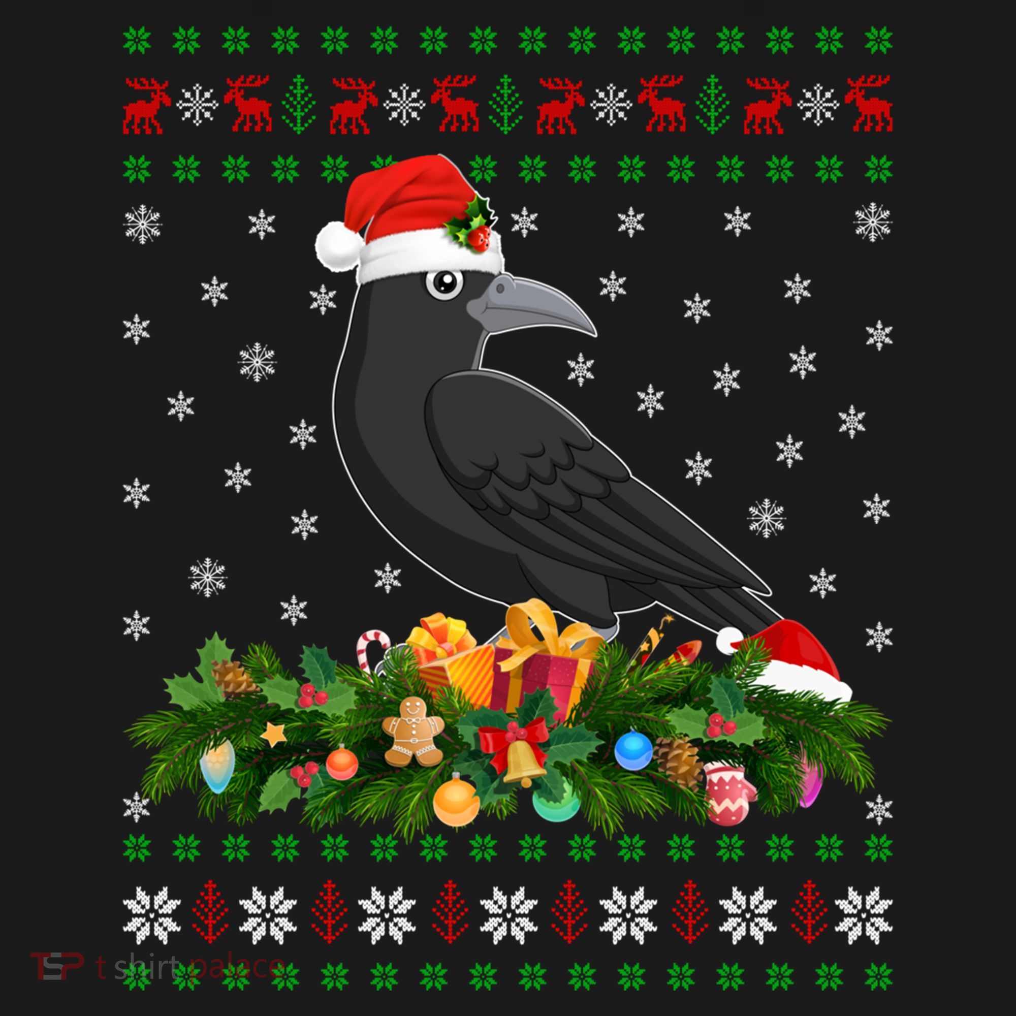 Raven Crow Bird Lover Xmas Santa Hat Ugly Crow Christmas Gift Women's Hoodie