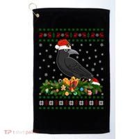 Raven Crow Bird Lover Xmas Santa Hat Ugly Crow Christmas Gift Golf Towel thumb 0