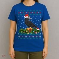 Raven Crow Bird Lover Xmas Santa Hat Ugly Crow Christmas Gift T-Shirt thumb 4