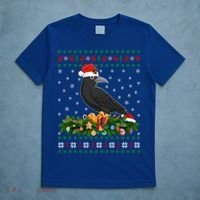 Raven Crow Bird Lover Xmas Santa Hat Ugly Crow Christmas Gift T-Shirt thumb 5