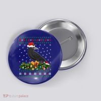 Raven Crow Bird Lover Xmas Santa Hat Ugly Crow Christmas Gift Button thumb 0