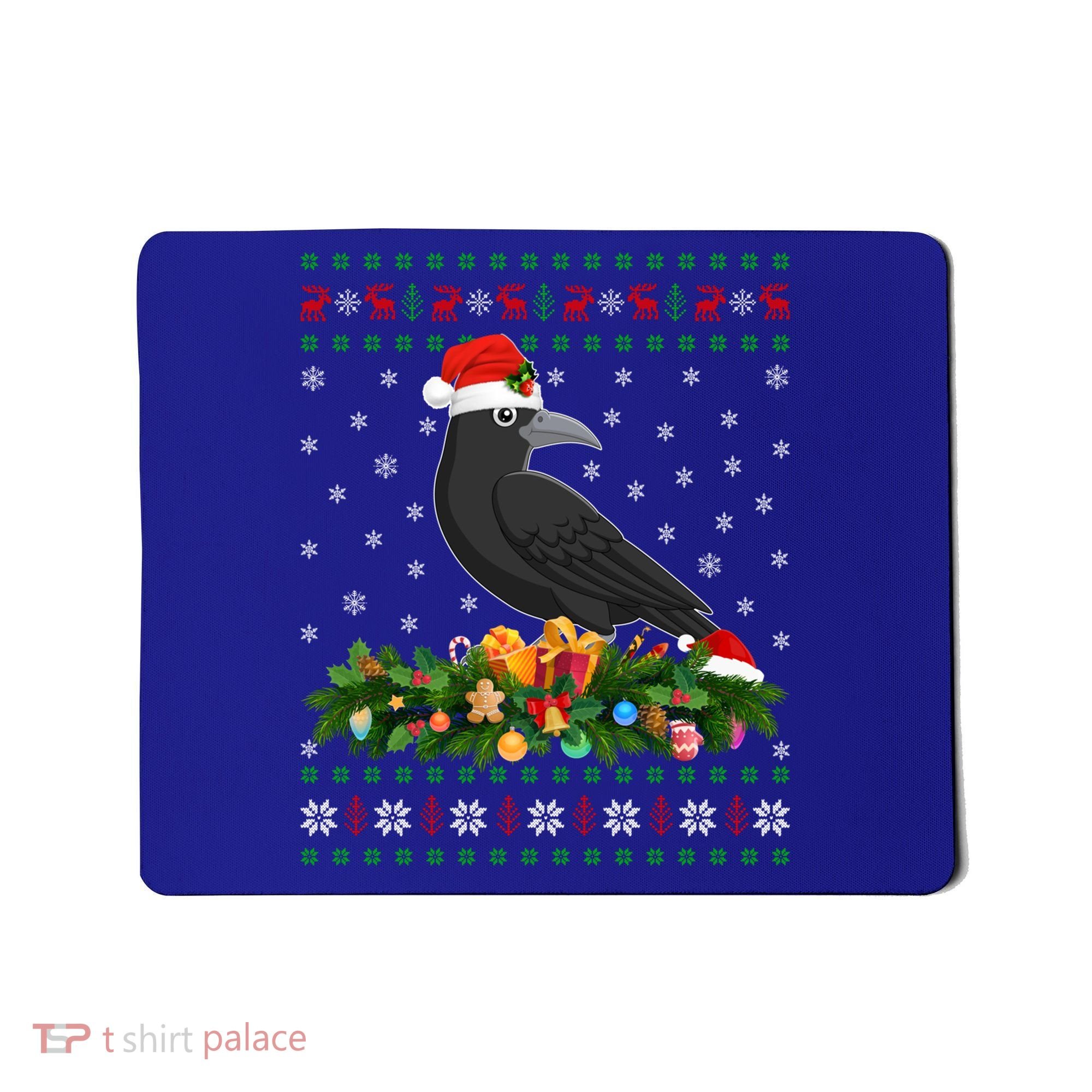 Raven Crow Bird Lover Xmas Santa Hat Ugly Crow Christmas Gift Mousepad