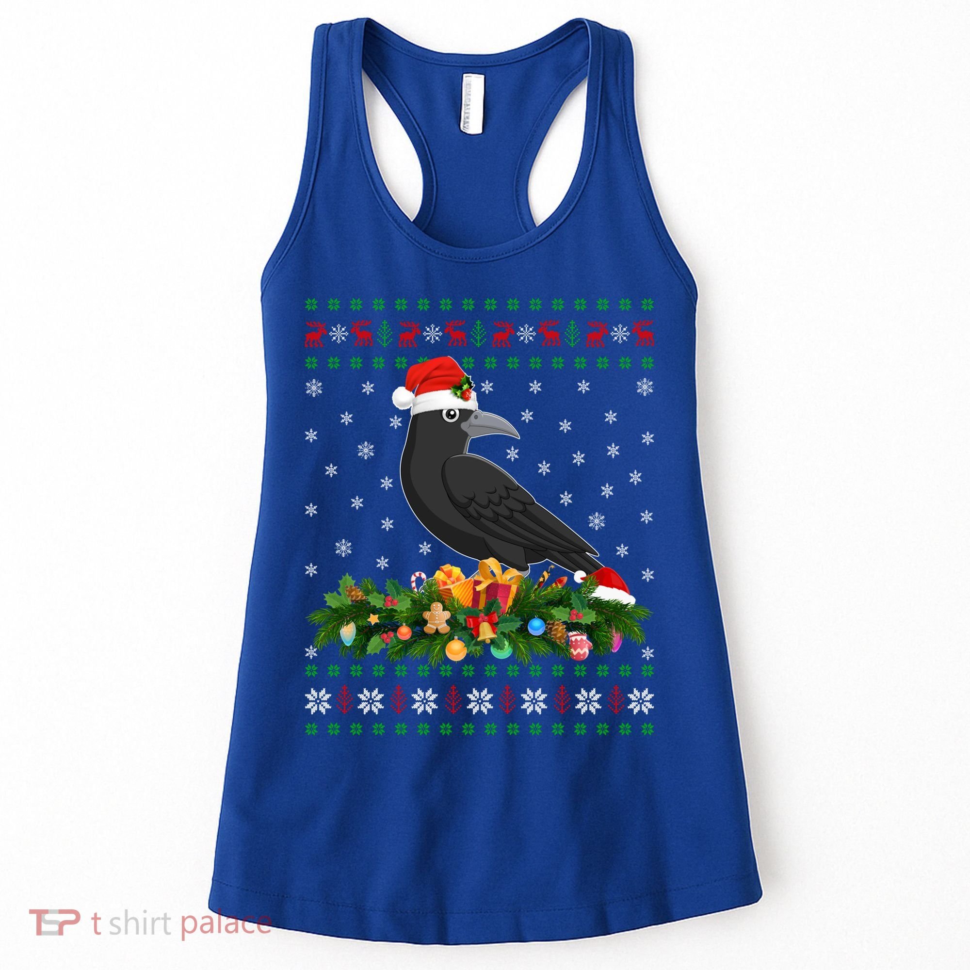 Raven Crow Bird Lover Xmas Santa Hat Ugly Crow Christmas Gift Women's Tank Top