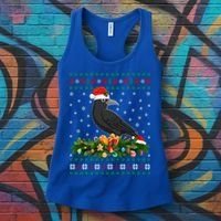 Raven Crow Bird Lover Xmas Santa Hat Ugly Crow Christmas Gift Women's Tank Top thumb 3