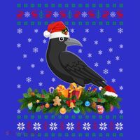 Raven Crow Bird Lover Xmas Santa Hat Ugly Crow Christmas Gift Baby Bodysuit thumb 2
