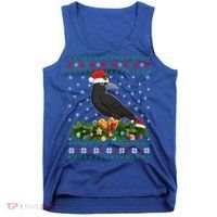 Raven Crow Bird Lover Xmas Santa Hat Ugly Crow Christmas Gift Tank Top thumb 0