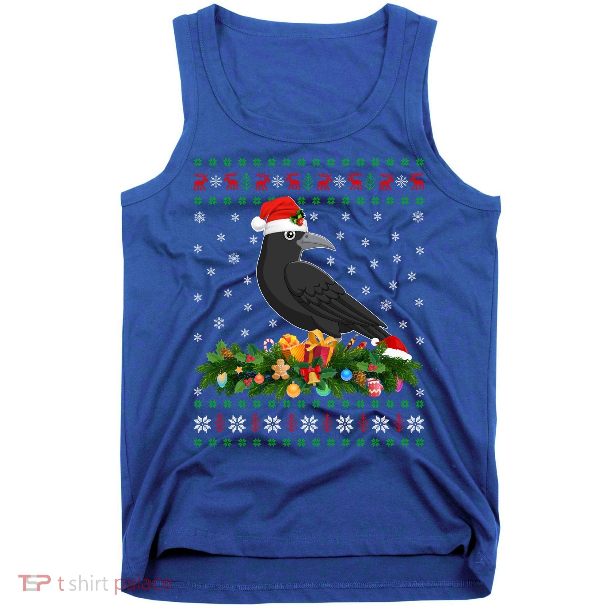 Raven Crow Bird Lover Xmas Santa Hat Ugly Crow Christmas Gift Tank Top