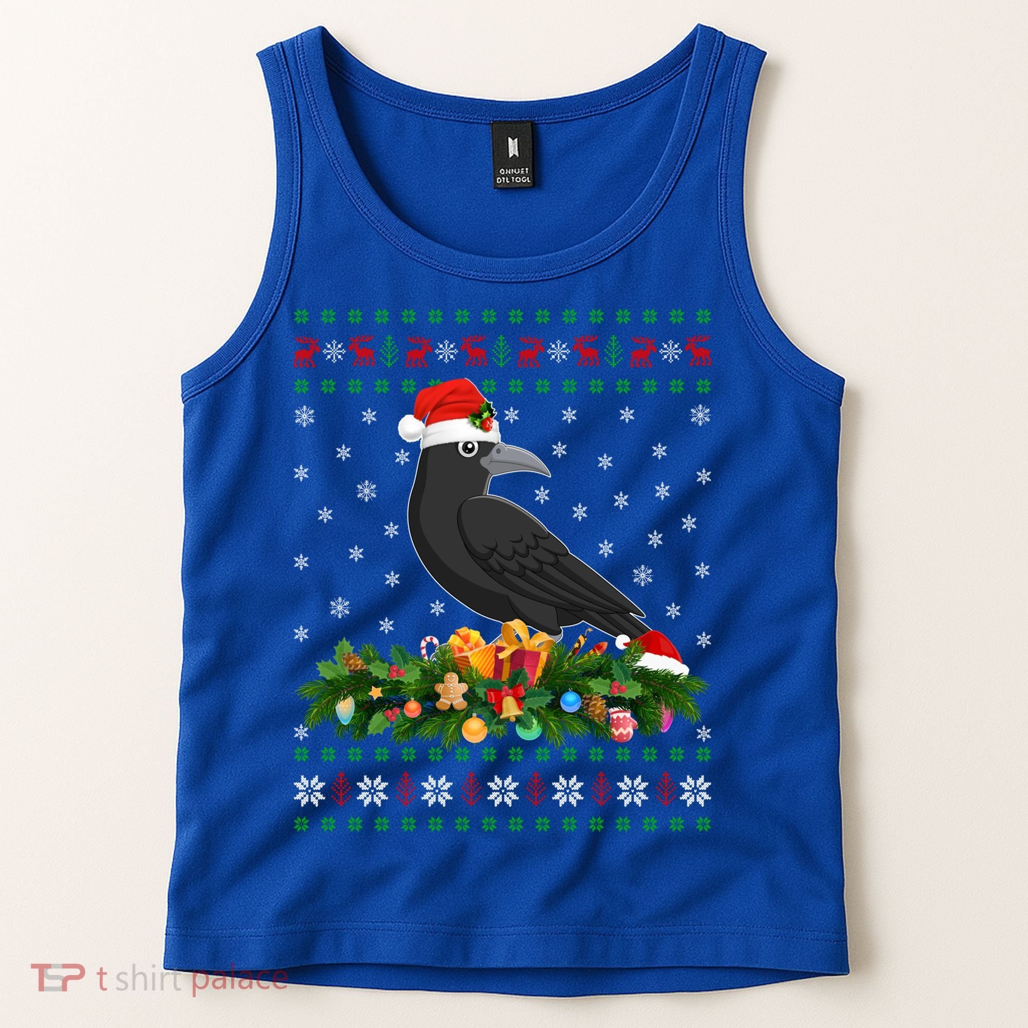 Raven Crow Bird Lover Xmas Santa Hat Ugly Crow Christmas Gift Tank Top