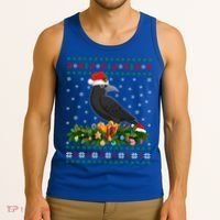 Raven Crow Bird Lover Xmas Santa Hat Ugly Crow Christmas Gift Tank Top thumb 3