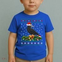 Raven Crow Bird Lover Xmas Santa Hat Ugly Crow Christmas Gift Toddler T-Shirt thumb 2