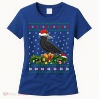 Raven Crow Bird Lover Xmas Santa Hat Ugly Crow Christmas Gift Women's T-Shirt thumb 0