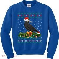 Raven Crow Bird Lover Xmas Santa Hat Ugly Crow Christmas Gift Kids Sweatshirt thumb 0