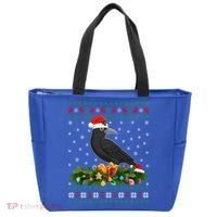 Raven Crow Bird Lover Xmas Santa Hat Ugly Crow Christmas Gift Tote Bag thumb 0