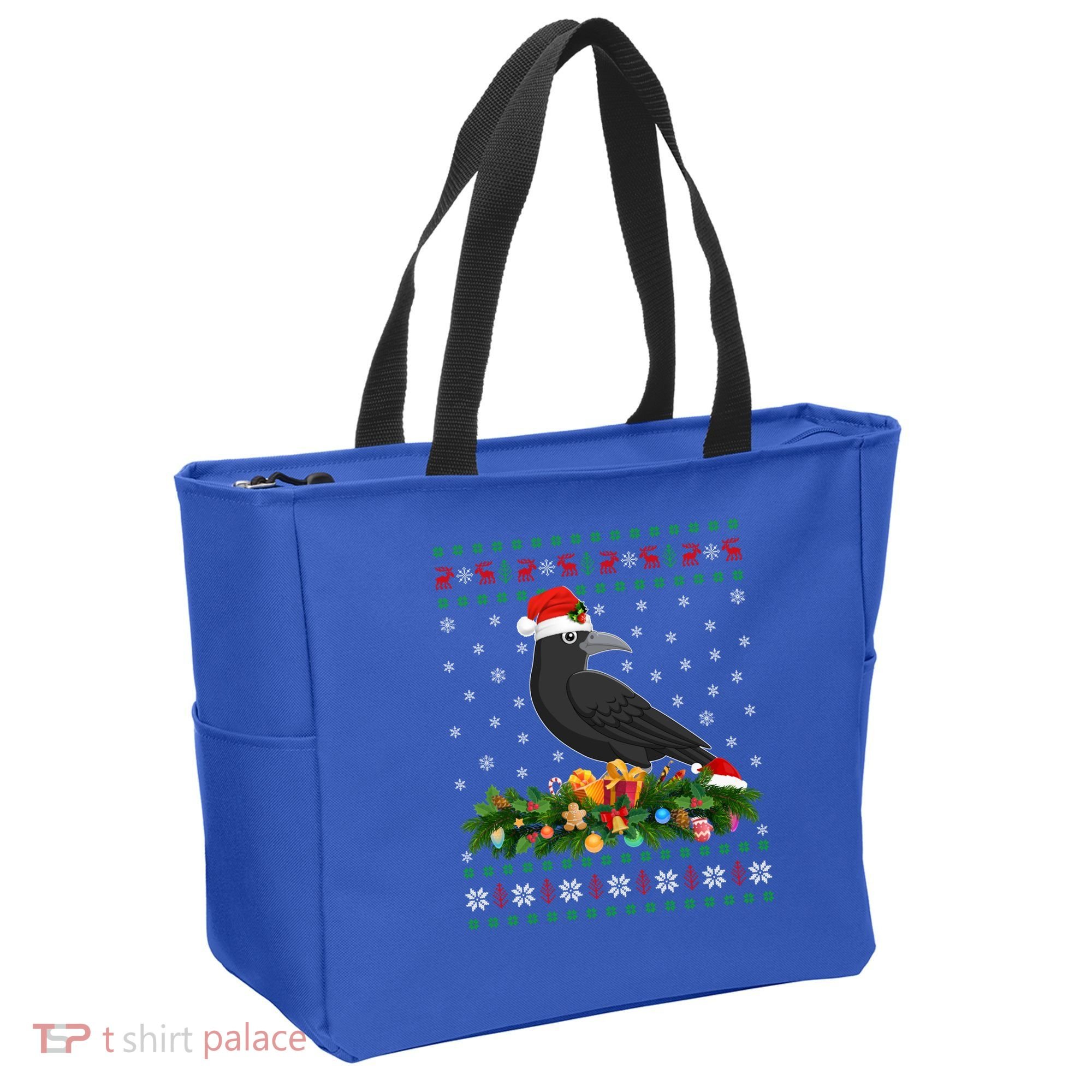 Raven Crow Bird Lover Xmas Santa Hat Ugly Crow Christmas Gift Tote Bag