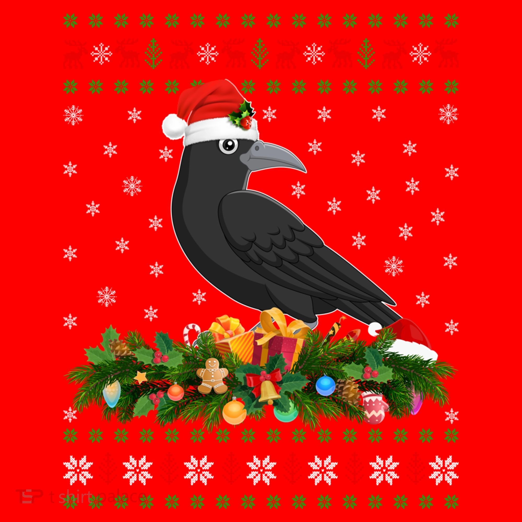 Raven Crow Bird Lover Xmas Santa Hat Ugly Crow Christmas Gift Santa Hat