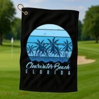 Retro Clearwater Beach Florida Golf Towel thumb 1