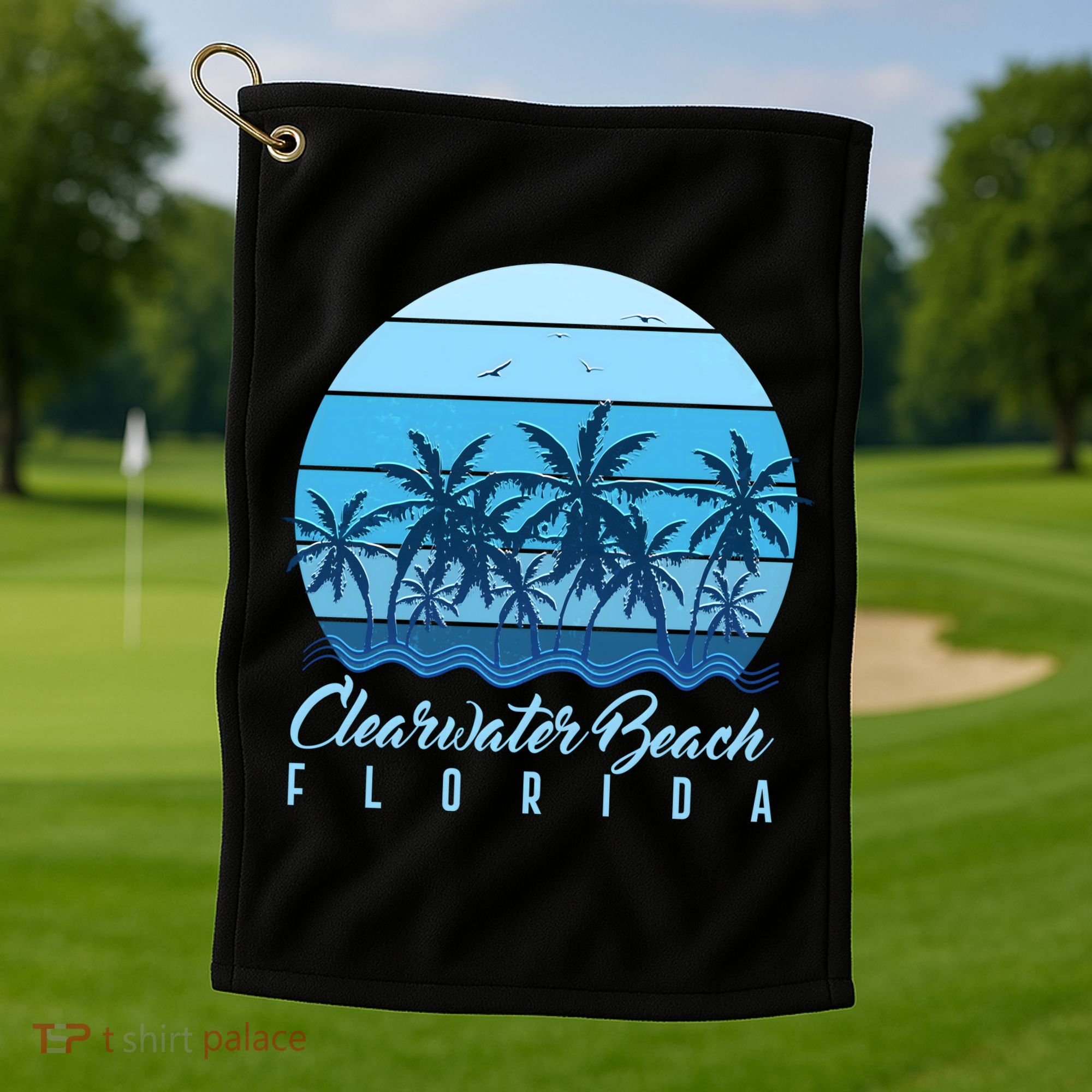 Retro Clearwater Beach Florida Golf Towel