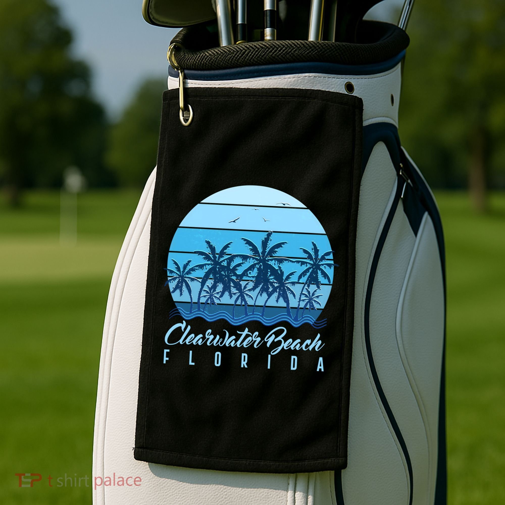 Retro Clearwater Beach Florida Golf Towel