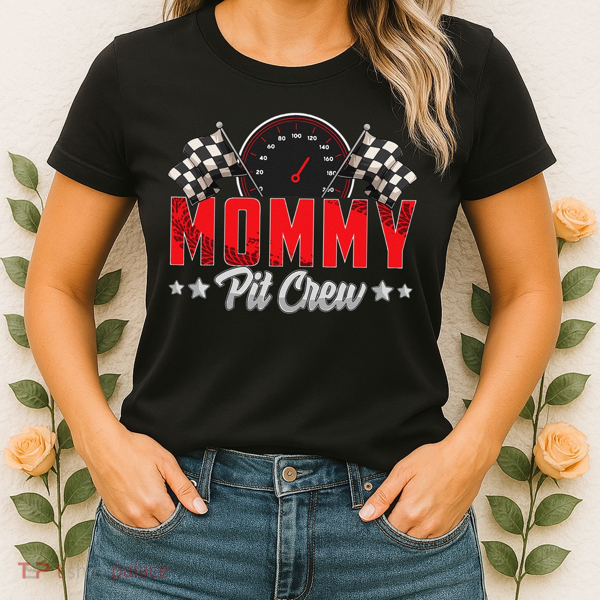 Race Car Birthday Party Racing Family Mommy Pit Crew Women's T-Shirt