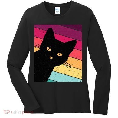 Retro Cat Black Cat Vintage Cat Cat Cute Women's Long Sleeve Shirt