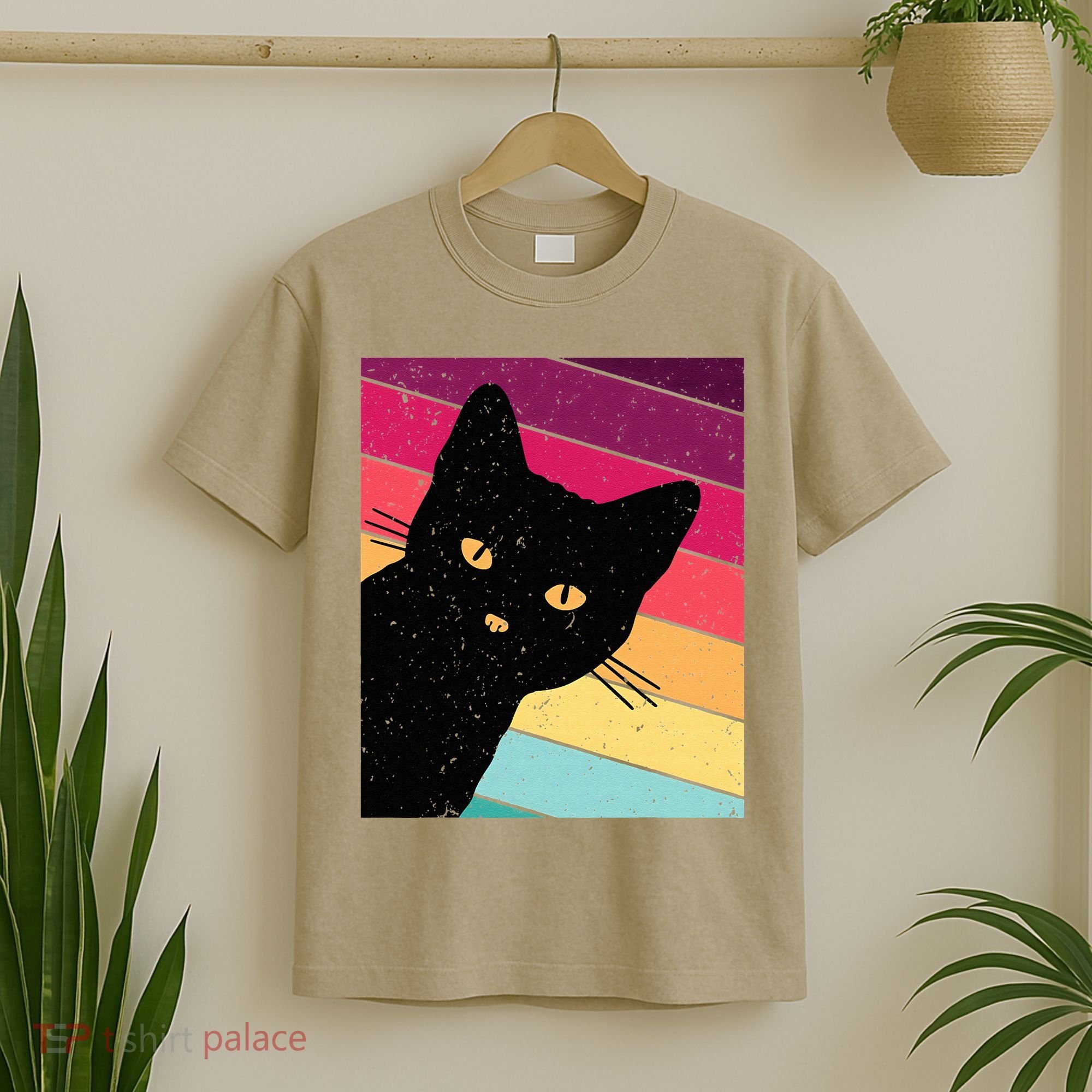 Retro Cat Black Cat Vintage Cat Cat Cute T-Shirt