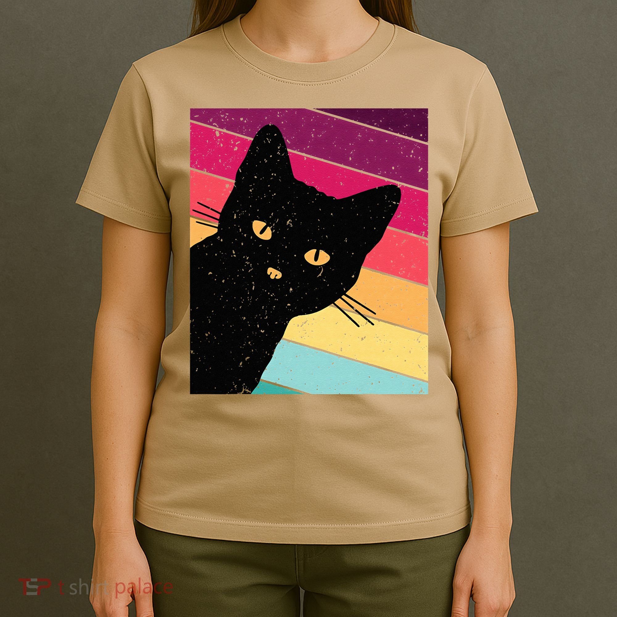 Retro Cat Black Cat Vintage Cat Cat Cute T-Shirt