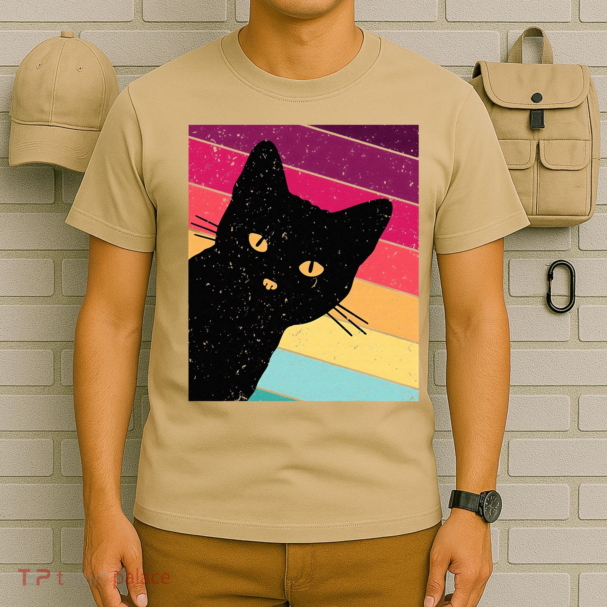 Retro Cat Black Cat Vintage Cat Cat Cute T-Shirt