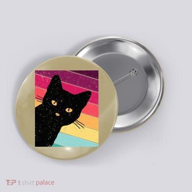 Retro Cat Black Cat Vintage Cat Cat Cute Button