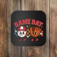 Retro Cartoon Baseball Game Day Coaster thumb 0