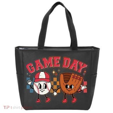 Retro Cartoon Baseball Game Day Tote Bag