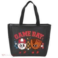 Retro Cartoon Baseball Game Day Tote Bag thumb 0
