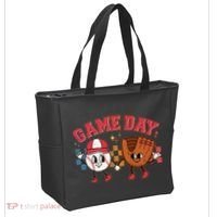Retro Cartoon Baseball Game Day Tote Bag thumb 2